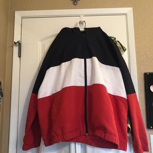 Red white and blue windbreaker